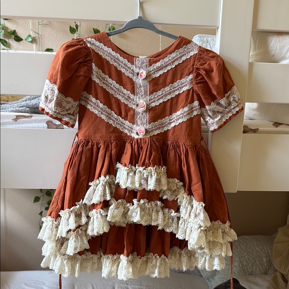Dollcake Burnt Orange and Cream Lace Dress